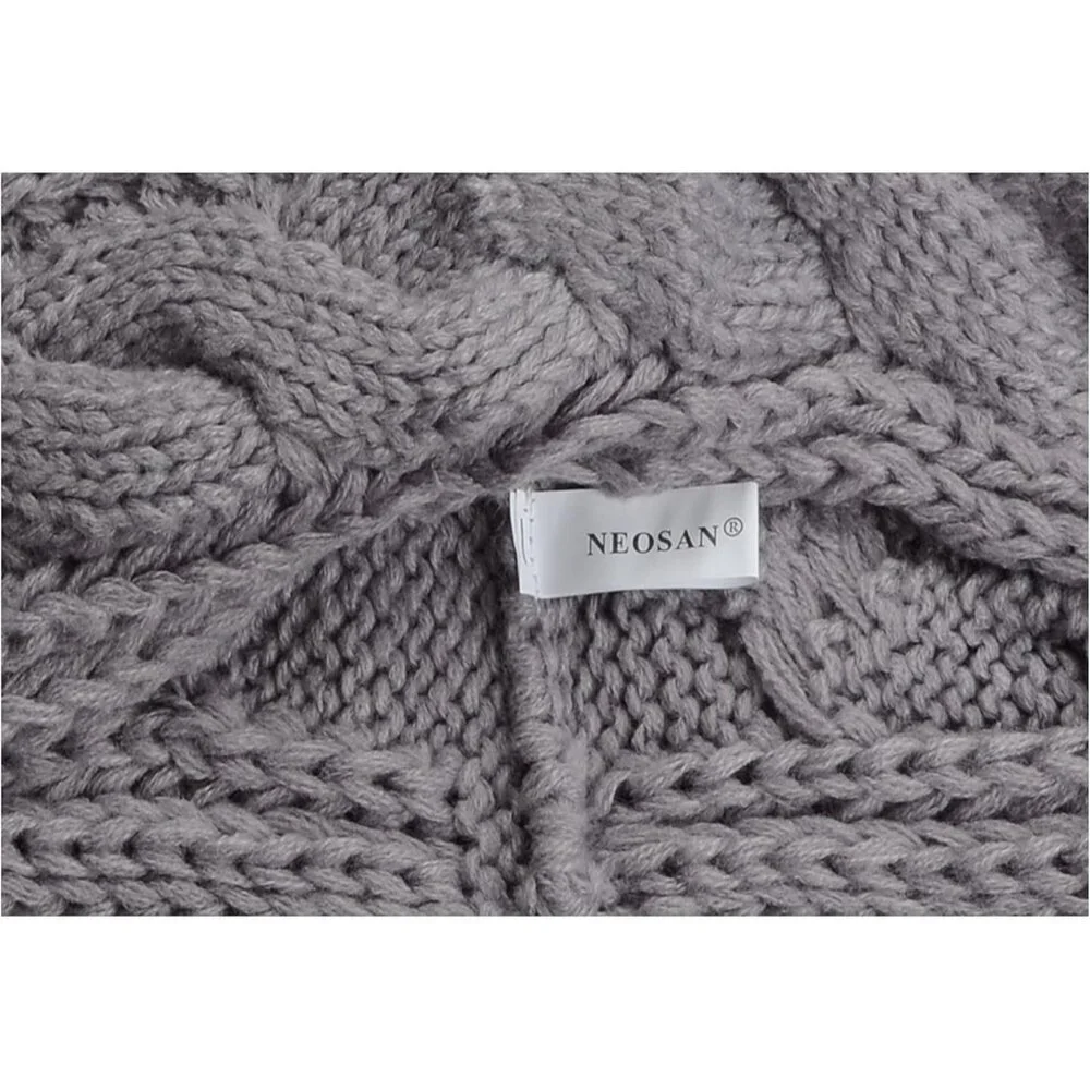 Women's Twist Grey Thick Ribbed Knit Winter Infinity Circle Loop Scarf